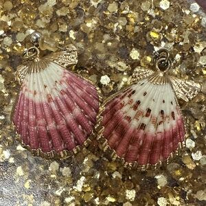 Brinker + Eliza Pink and Gold Shell Earrings